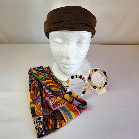 Multicolor And Brown Boho Headbands With Matching Bracelet Sets, Womens Size M main image 5